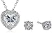 Sterling Silver Cubic Zirconia Heart Pendant Necklace and Earrings Boxed Jewelry Set