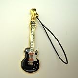 ギブソン・レスポール 黒 ギター スモール 携帯ストラップ Guitar Cell Phone Strap