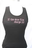 Black Embroidered Beater Style Tank Top If the Shoe Fits, Charge It
