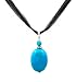 Necklace - N66 - Genuine Semi Precious Gemstone on Five-Strand Organza and Cotton Cord + 2" Extension Chain - Oval Shape ~ Turquoise