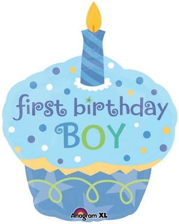 Sweet Little Cupcake Boy 1st Birthday Supershape Mylar Balloon