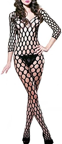 Attractive Look Women Sexy Big Mesh Open Crotch Stretchy Tight Bodystocking