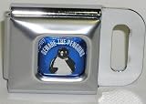 Beware the Penguin on Blue Interchangeable Bottle Cap Buckle For Seatbelt Belts! Linux Fans Look!