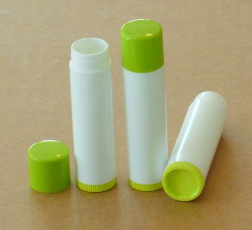 25 NEW Empty Lime Green Top and bottom White Tube LIP Balm Chapstick Tubes Containers .15 oz / 5 ml Tube Make Your Own Chapstick Lip Balm DIY At Home with Caps