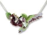 Clearly Charming Amethyst Hummingbird Slider Sterling Silver and Enamel Necklace
