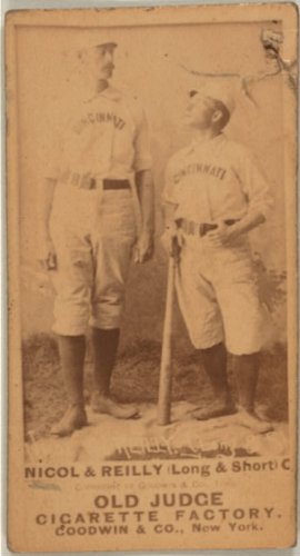 Photo Hugh Nicol/Long John Long and Short Reilly, Cincinnati Red Stockings, baseball card portrait 1887
