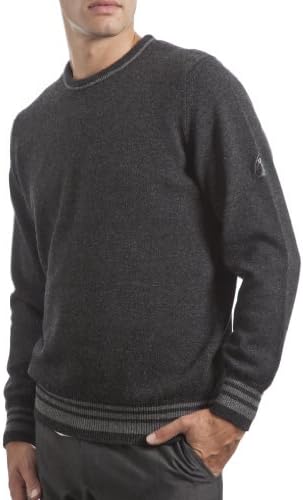 Glenmuir Scotland Men's 100% Lambswool Tipping Crew Neck Classic Fit Sweater. Made in Scotland-Charcoal-Small