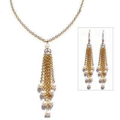 Click here to buy Cleo Necklace and Earring Set - White Fresh Water Pearl.