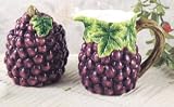 Grape Fruit SUGAR BOWL AND CREAMER SET Cream Wine Kitchen Tableware Serving Pieces Home Decor
