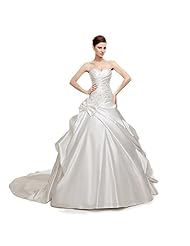 Sweetheart  Lace-Up Satin/Taffeta Wedding Party Dress  with a Chapel Train  With Rhinestones