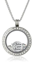 Charmed Lockets "Follow Your Dreams" Swarovski Crystal Charm Locket Necklace, 24"