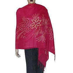 Pink Wrap Dress Stoles Wool Embroidery India 80 x 29 inches