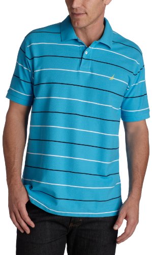 Nautica Men's Short Sleeve Striped Polo,Santornis
