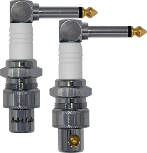 Bullet Cable DIY Solderless Connectors.  High-quality Molded Spark Plug Shape with Chrome Body. Angle Plug.  2 Piece Set
