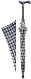 Walking Cane  Step-Brella  Adjustable cane umbrella. With Grey & Burgundy pattern