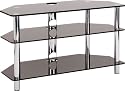 Optimum Vision TV900 3 Shelf Television Stand - Polished Chrome  Rods With Black Glass
