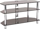 Optimum Vision TV900 3 Shelf Television Stand - Polished Chrome Rods With Black Glass