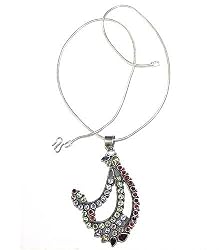 Pendants and Lockets with Chain Silver Multi Gemstones Jewelry 40 Grams (pndts045pndt)