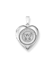 Sterling Silver Navy Heart Locket 3/4 inch x 3/4 inch