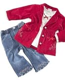 Nannette Baby Girl 3-Piece Jacket & Jeans Set