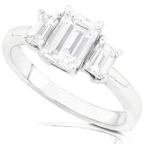 One of a Kind 1-1/2ctw Three Stone Emerald-cut Diamond Ring in 14kt White Gold (GH/VS-SI)