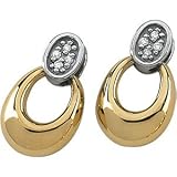 14K Two Tone Gold Diamond Earring