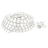 uxcell　スパイラルチューブ　ワイヤーラップ管理　プラスチック　ホワイト　171g　ケーブル整理　１セット入り