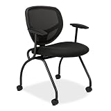 Basyx by Hon VL301 Mobile Nesting Guest Chairs with Arms, Black, Set of 2