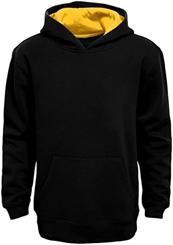 Boy's Pullover Hoodie (Large, Black-Yellow)