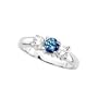 3 Diamond Anniversary Band 1/2 ct. in 14K White Gold with Blue Center Diamond
