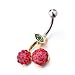 Pugster Cherry Shaped January Red Birthstone Body Jewelry Rhinestone Dangle Belly Button Rings