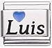 Luis Dark Blue Heart Laser Name Italian Charm Link title=