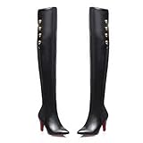 Charm Foot Womens High Heel Over the Knee Boots (8, Black)