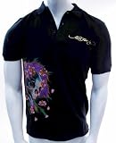 Ed Hardy By Christian Audigier Black Short Sleeve Polo Beautiful Ghost
