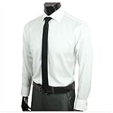 High-end New Landisun Mens Long Sleeve Spread Collar 120's French Cuff White Dress Shirt 100% Cotton