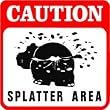 CAUTION: SPLATTER AREA hippo dung joke sign