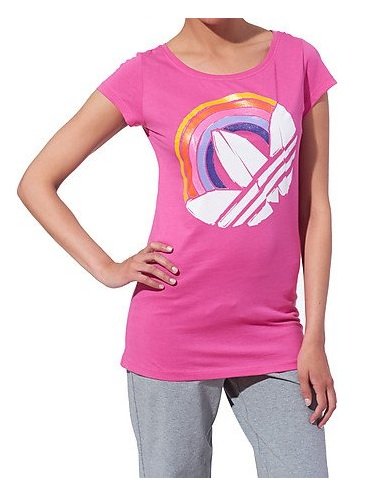 Adidas Damen T-Shirt RAINBOW TREFOIL, intense pink, 40 Preisvergleich