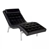 Vela I Leather Lounge Chair (Black/Chrome) (33.5