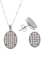 Silver One Juegos Oval Diamantado Zirconium