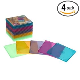 Scotch Slim CD Shades for CDs or DVDs, Assorted Colors, 25-Count Packages (Pack of 4)