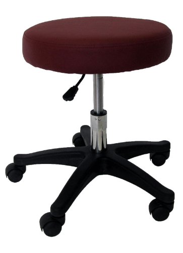 Burgundy Adjustable Rolling Stool for Massage Tables, Examination Tables, Office and Home Use