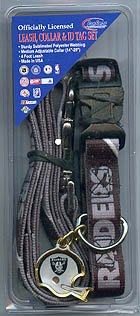 OAKLAND RAIDERS DOG COLLAR LEASH ID TAG SET SIZE M