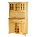 Buffet with 2-Door Hutch and Wine Rack - Natural/ Stainless Steel