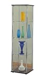 Modern Contemporary Glass Curio Cabinet w/Cappuccino Top & Bottom