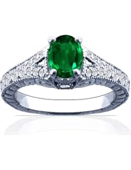 Platinum Oval Cut Emerald Fana Designer Ring