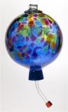 Kitras Art Glass - Calico Hand Blown Glass Hummingbird Feeder - Blue