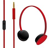 Hoomia U2NY-RED On-Ear Stereo Headphone with Microphone, Red