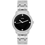 GUESS Men's Stainless Steel Diamond Accented Black Dial Watch #10181G