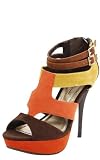 Dynamite75 Cutout Suede Colorblock Heels BROWN