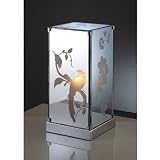 Laura Ashley TX0001 Carin 1 Light Vintage Etched Mirrored Table Lamp, Chrome Base, B9313